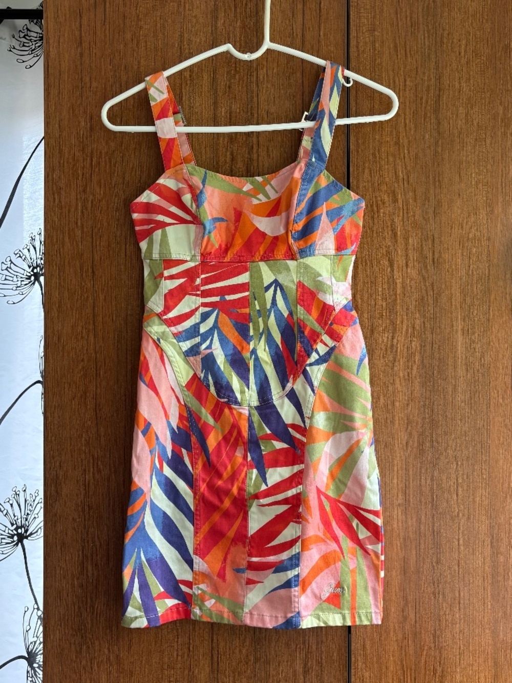 Guess Brooklyn Tropical Palm Floral Print Corset Mini Dress Size XS